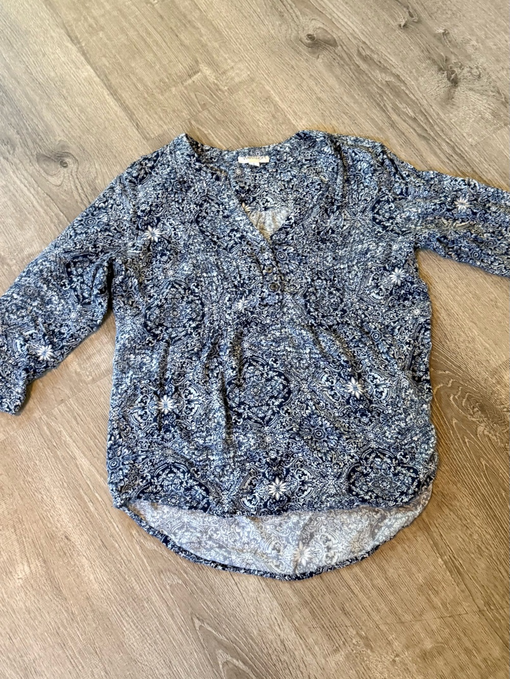 Westport Navy Blue Printed Henley Tunic